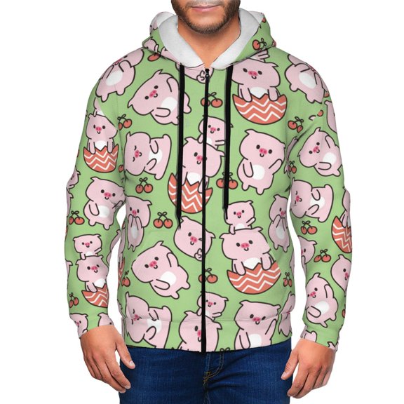 Zip Up Hoodies for Men - Parent-Child Cute Pig Pink Long Sleeve Comfrt Men'S Fashion Hoodies & Sweatshirts, Jackets for Men Hoodies Pullover Clothing Clothes with Pouch