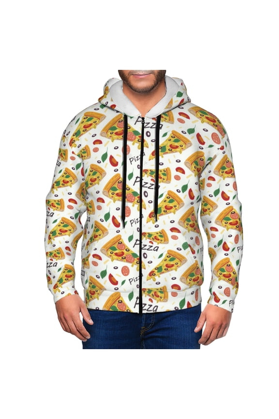 Zip Up Hoodies for Men - Pizza Slices Long Sleeve Comfrt Men'S Fashion Hoodies & Sweatshirts, Jackets for Men Hoodies Pullover Clothing Clothes with Pouch