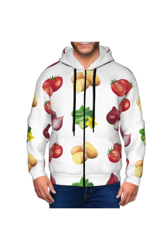 Zip Up Hoodies for Men - Potato tomato onion Long Sleeve Comfrt Men'S Fashion Hoodies & Sweatshirts, Jackets for Men Hoodies Pullover Clothing Clothes with Pouch