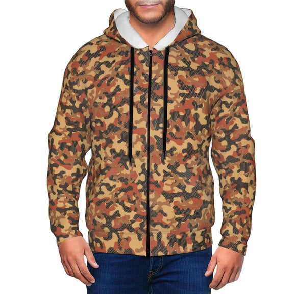 Zip Up Hoodies for Men - Red Black Camouflage Long Sleeve Comfrt Men'S Fashion Hoodies & Sweatshirts, Jackets for Men Hoodies Pullover Clothing Clothes with Pouch