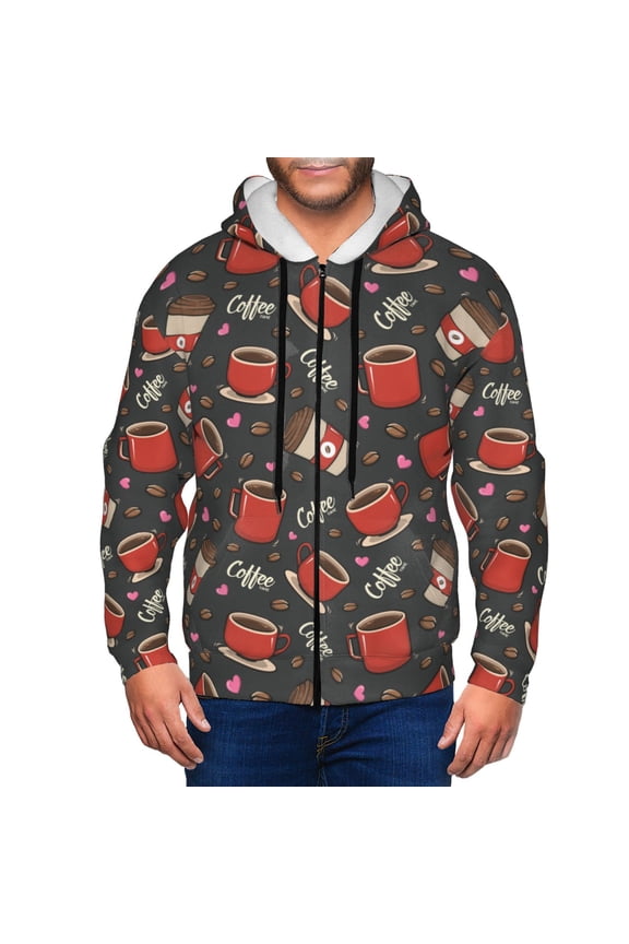 Zip Up Hoodies for Men - coffee mug cup Long Sleeve Comfrt Men'S Fashion Hoodies & Sweatshirts, Jackets for Men Hoodies Pullover Clothing Clothes with Pouch