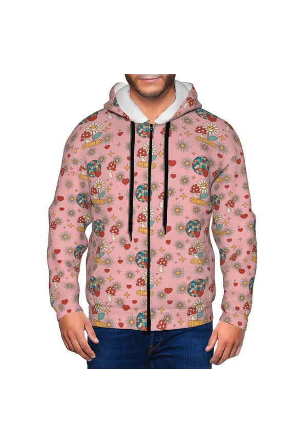 Zip Up Hoodies for Men - Retro 70s 60s Hippie Flower Long Sleeve Comfrt Men'S Fashion Hoodies & Sweatshirts, Jackets for Men Hoodies Pullover Clothing Clothes with Pouch