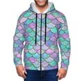 thumbnail image 1 of Zip Up Hoodies for Men - Retro green pink fish scale Long Sleeve Comfrt Men'S Fashion Hoodies & Sweatshirts, Jackets for Men Hoodies Pullover Clothing Clothes with Pouch, 1 of 5