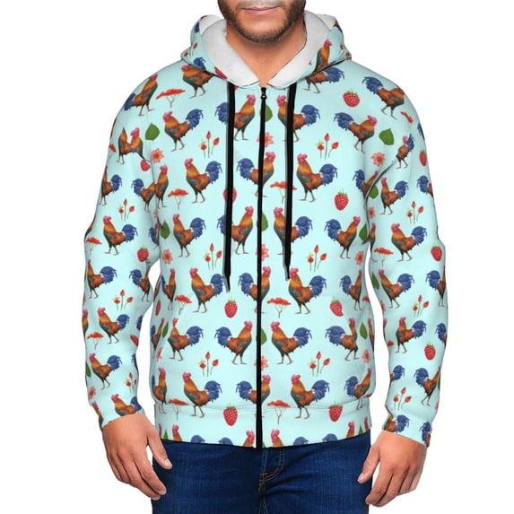 Zip Up Hoodies for Men - Roosters And Plants Long Sleeve Comfrt Men'S Fashion Hoodies & Sweatshirts, Jackets for Men Hoodies Pullover Clothing Clothes with Pouch