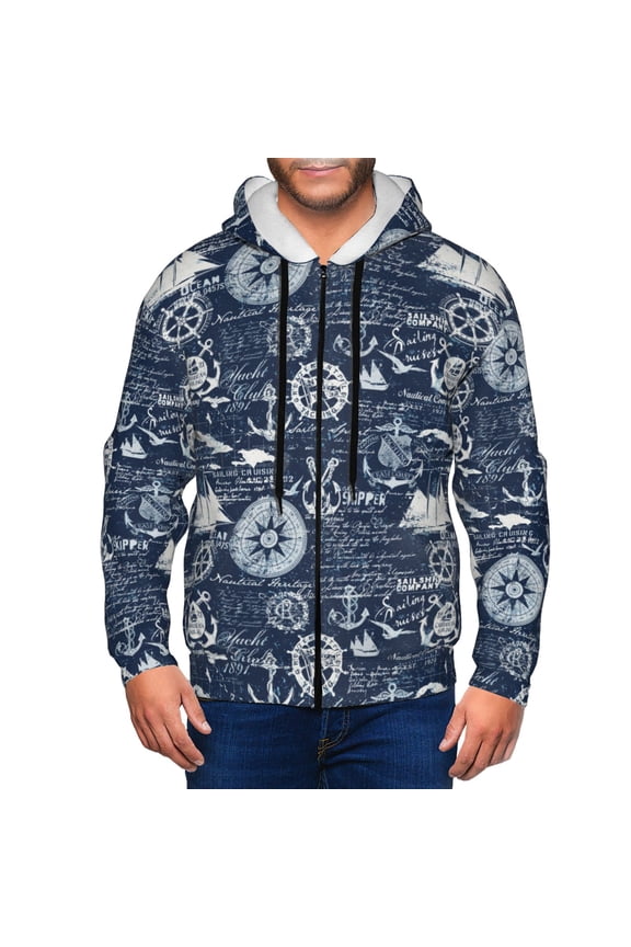 Zip Up Hoodies for Men - Sailing Cruises Nautical Long Sleeve Comfrt Men'S Fashion Hoodies & Sweatshirts, Jackets for Men Hoodies Pullover Clothing Clothes with Pouch