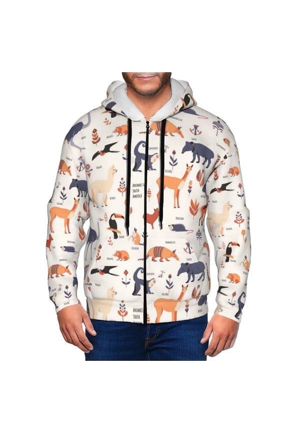 Zip Up Hoodies for Men - South American Animals Long Sleeve Comfrt Men'S Fashion Hoodies & Sweatshirts, Jackets for Men Hoodies Pullover Clothing Clothes with Pouch