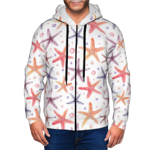 Zip Up Hoodies for Men - Starfish 1 Long Sleeve Comfrt Men'S Fashion Hoodies & Sweatshirts, Jackets for Men Hoodies Pullover Clothing Clothes with Pouch