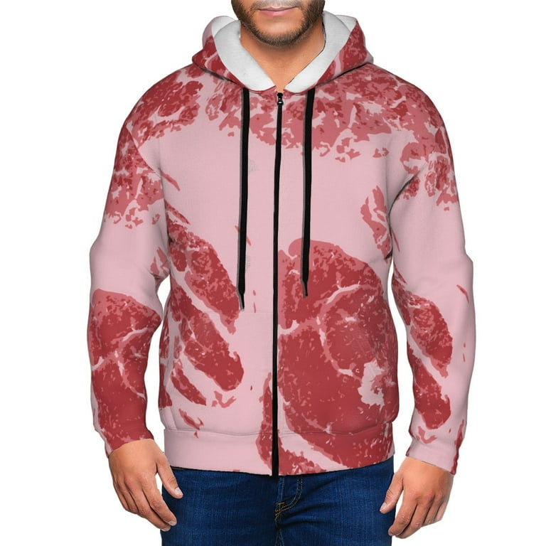 Zip Up Hoodies for Men Striped Meat Long Sleeve Comfrt Men'S