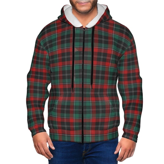 Zip Up Hoodies for Men - Tartan Plaid Long Sleeve Comfrt Men'S Fashion Hoodies & Sweatshirts, Jackets for Men Hoodies Pullover Clothing Clothes with Pouch