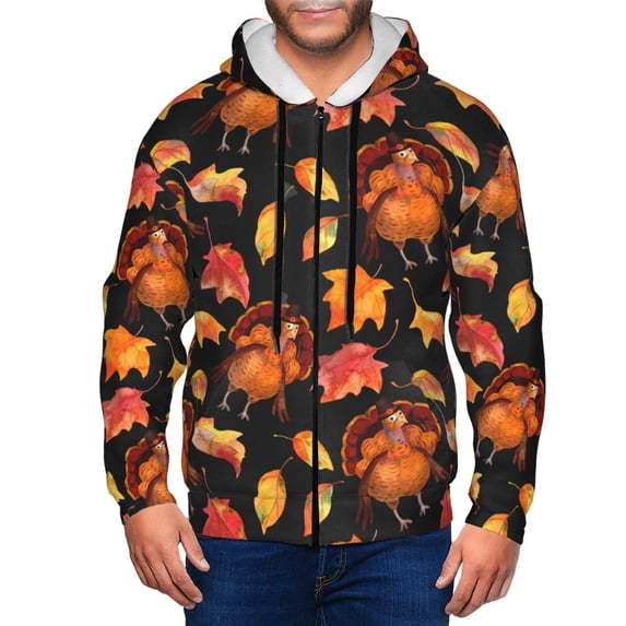 Zip Up Hoodies for Men - Thanksgiving Turkey 1 Long Sleeve Comfrt Men'S Fashion Hoodies & Sweatshirts, Jackets for Men Hoodies Pullover Clothing Clothes with Pouch