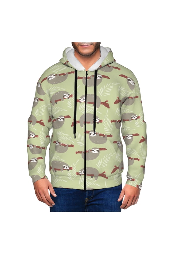 Zip Up Hoodies for Men - Twig sloth Long Sleeve Comfrt Men'S Fashion Hoodies & Sweatshirts, Jackets for Men Hoodies Pullover Clothing Clothes with Pouch