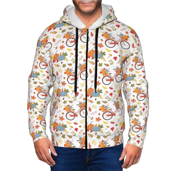 Zip Up Hoodies for Men - Vintage Autumn Pumpkins Long Sleeve Comfrt Men'S Fashion Hoodies & Sweatshirts, Jackets for Men Hoodies Pullover Clothing Clothes with Pouch