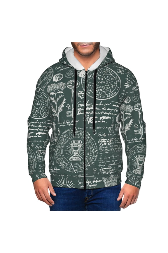 Zip Up Hoodies for Men - Vintage Botanical Sketch Collage Long Sleeve Comfrt Men'S Fashion Hoodies & Sweatshirts, Jackets for Men Hoodies Pullover Clothing Clothes with Pouch