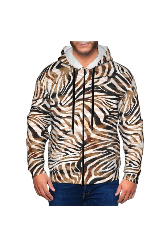 Zip Up Hoodies for Men - Watercolor Zebra Long Sleeve Comfrt Men'S Fashion Hoodies & Sweatshirts, Jackets for Men Hoodies Pullover Clothing Clothes with Pouch