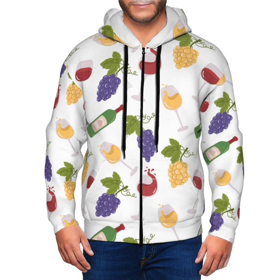 Zip Up Hoodies for Men - Wine Bottle Print No.9050 Long Sleeve Comfrt Men'S Fashion Hoodies & Sweatshirts, Jackets for Men Hoodies Pullover Clothing Clothes with Pouch