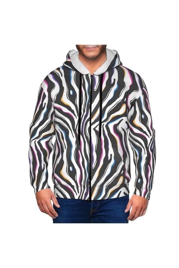 Zip Up Hoodies for Men - abstract black white zebra print Long Sleeve Comfrt Men'S Fashion Hoodies & Sweatshirts, Jackets for Men Hoodies Pullover Clothing Clothes with Pouch