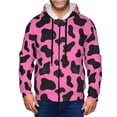thumbnail image 1 of Zip Up Hoodies for Men - black pink cow animal print Long Sleeve Comfrt Men'S Fashion Hoodies & Sweatshirts, Jackets for Men Hoodies Pullover Clothing Clothes with Pouch, 1 of 5
