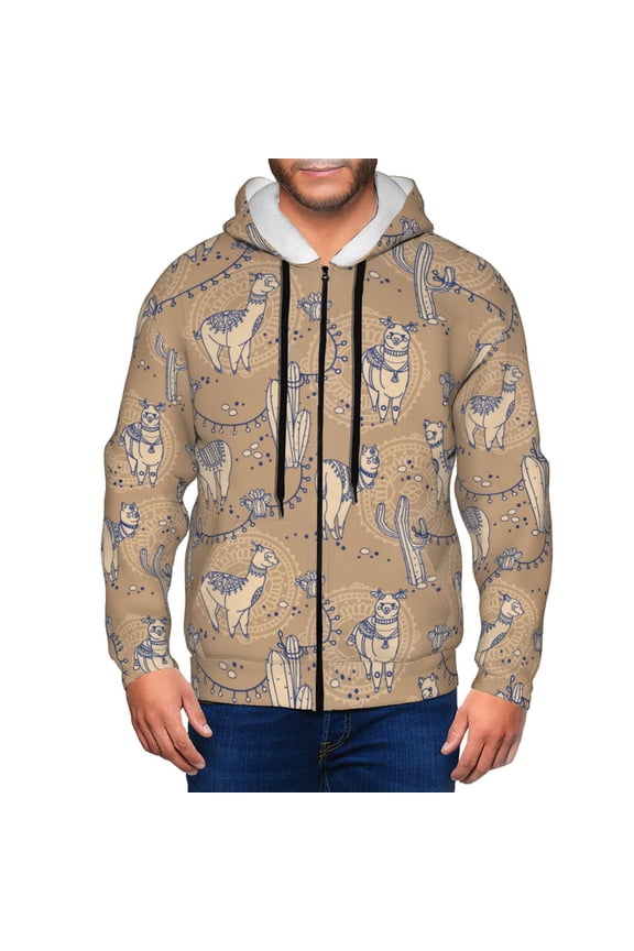 Zip Up Hoodies for Men - cactus alpaca Long Sleeve Comfrt Men'S Fashion Hoodies & Sweatshirts, Jackets for Men Hoodies Pullover Clothing Clothes with Pouch