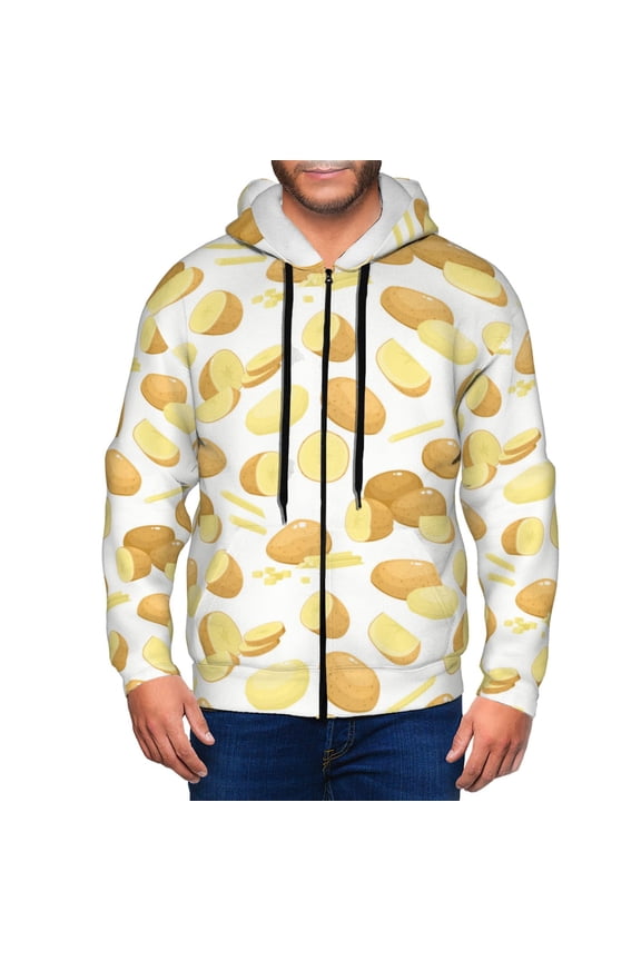 Zip Up Hoodies for Men - cartoon Potato Pattern Long Sleeve Comfrt Men'S Fashion Hoodies & Sweatshirts, Jackets for Men Hoodies Pullover Clothing Clothes with Pouch