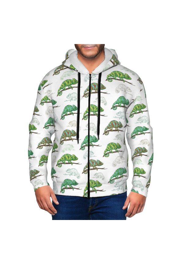 Zip Up Hoodies for Men - cartoon cute lizard chameleon Long Sleeve Comfrt Men'S Fashion Hoodies & Sweatshirts, Jackets for Men Hoodies Pullover Clothing Clothes with Pouch
