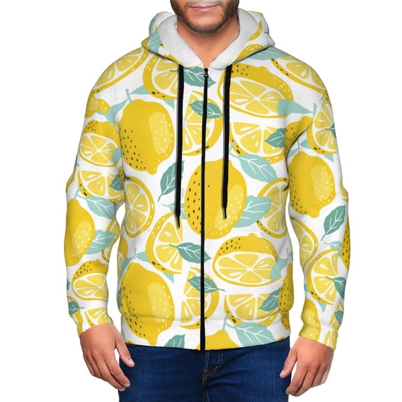 Zip Up Hoodies for Men - cartoon yellow Lemon Long Sleeve Comfrt Men'S Fashion Hoodies & Sweatshirts, Jackets for Men Hoodies Pullover Clothing Clothes with Pouch