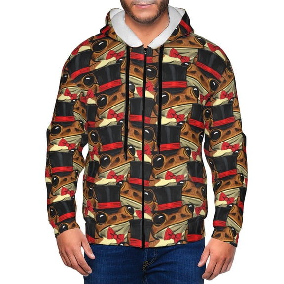 Zip Up Hoodies for Men - cool Funny frog hat bow Long Sleeve Comfrt Men'S Fashion Hoodies & Sweatshirts, Jackets for Men Hoodies Pullover Clothing Clothes with Pouch