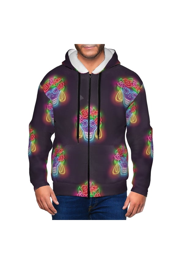 Zip Up Hoodies for Men - cool Light Bulb Pattern Long Sleeve Comfrt Men'S Fashion Hoodies & Sweatshirts, Jackets for Men Hoodies Pullover Clothing Clothes with Pouch