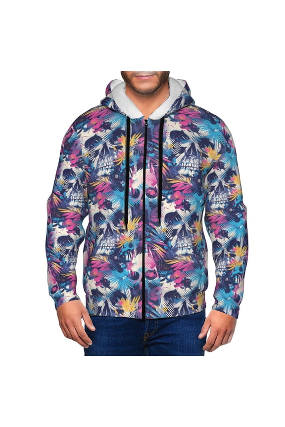 Zip Up Hoodies for Men - cool Skull colorful Long Sleeve Comfrt Men'S Fashion Hoodies & Sweatshirts, Jackets for Men Hoodies Pullover Clothing Clothes with Pouch