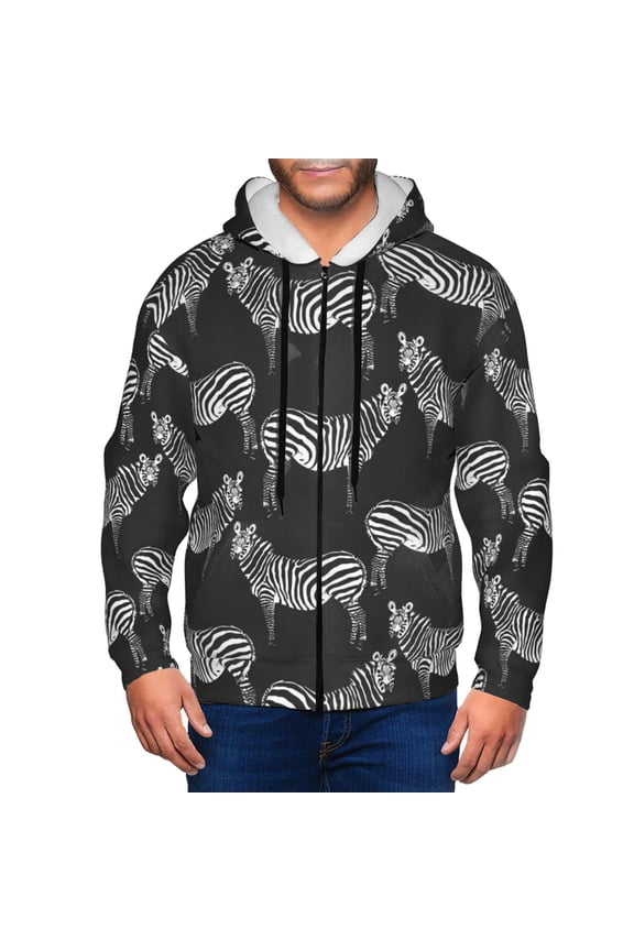 Zip Up Hoodies for Men - cool black zebra Long Sleeve Comfrt Men'S Fashion Hoodies & Sweatshirts, Jackets for Men Hoodies Pullover Clothing Clothes with Pouch