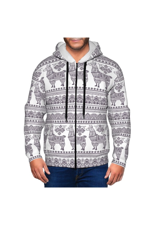 Zip Up Hoodies for Men - cute Alpaca Llama exotic Long Sleeve Comfrt Men'S Fashion Hoodies & Sweatshirts, Jackets for Men Hoodies Pullover Clothing Clothes with Pouch