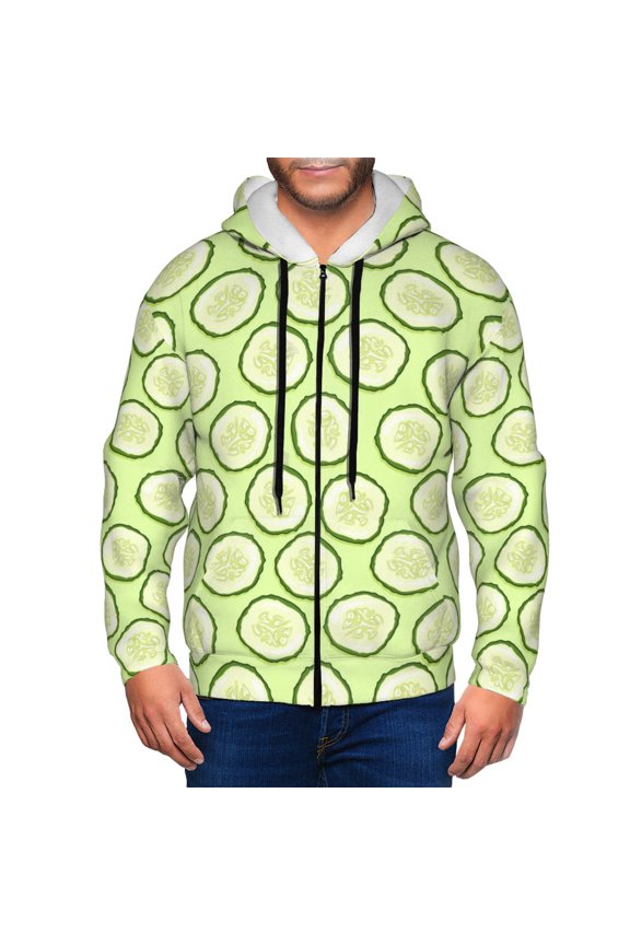 Zip Up Hoodies for Men - cute Cucumber slices Long Sleeve Comfrt Men'S Fashion Hoodies & Sweatshirts, Jackets for Men Hoodies Pullover Clothing Clothes with Pouch
