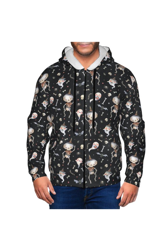 Zip Up Hoodies for Men - cute Skull bone Long Sleeve Comfrt Men'S Fashion Hoodies & Sweatshirts, Jackets for Men Hoodies Pullover Clothing Clothes with Pouch