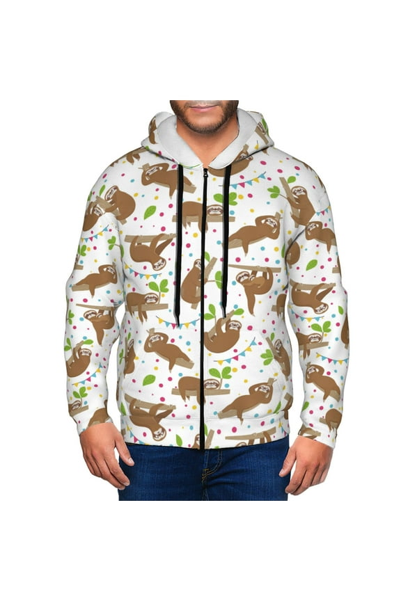 Zip Up Hoodies for Men - cute sloth AZ Long Sleeve Comfrt Men'S Fashion Hoodies & Sweatshirts, Jackets for Men Hoodies Pullover Clothing Clothes with Pouch