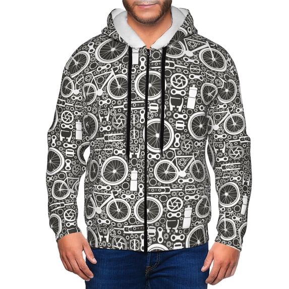 Zip Up Hoodies for Men - gear Bike Pattern Long Sleeve Comfrt Men'S Fashion Hoodies & Sweatshirts, Jackets for Men Hoodies Pullover Clothing Clothes with Pouch