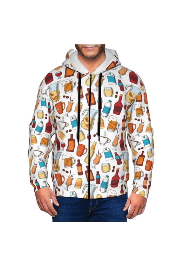 Zip Up Hoodies for Men - glass beer Long Sleeve Comfrt Men'S Fashion Hoodies & Sweatshirts, Jackets for Men Hoodies Pullover Clothing Clothes with Pouch