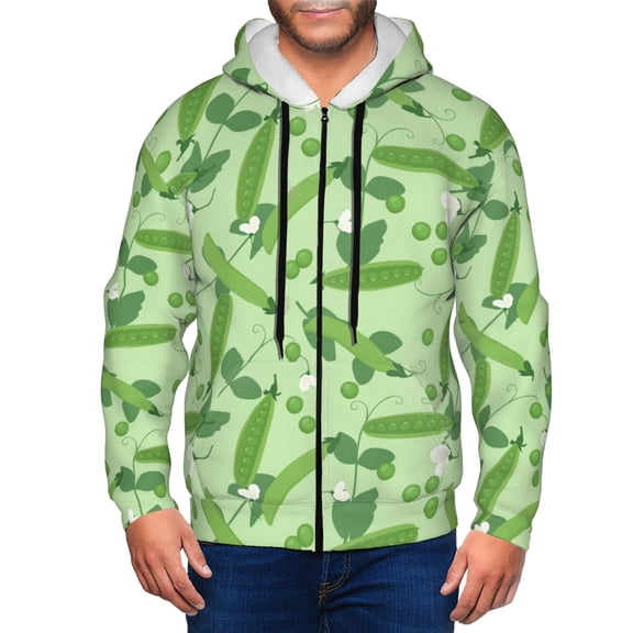 Zip Up Hoodies for Men - green Peas leaf Long Sleeve Comfrt Men'S Fashion Hoodies & Sweatshirts, Jackets for Men Hoodies Pullover Clothing Clothes with Pouch