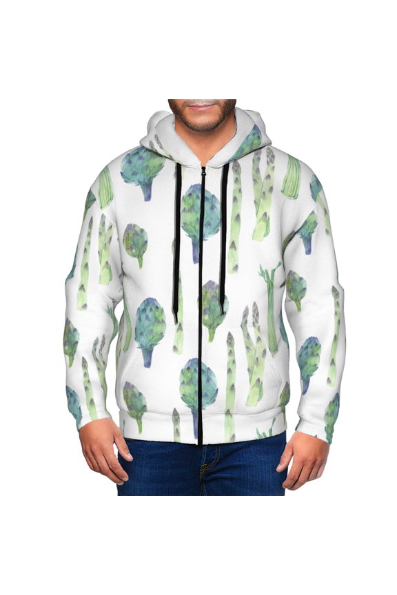 Zip Up Hoodies for Men - hilarious Asparagus pattern Long Sleeve Comfrt Men'S Fashion Hoodies & Sweatshirts, Jackets for Men Hoodies Pullover Clothing Clothes with Pouch