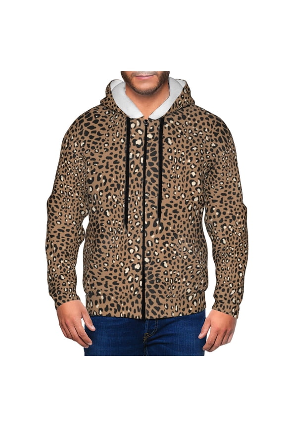 Zip Up Hoodies for Men - leopard cool print Long Sleeve Comfrt Men'S Fashion Hoodies & Sweatshirts, Jackets for Men Hoodies Pullover Clothing Clothes with Pouch