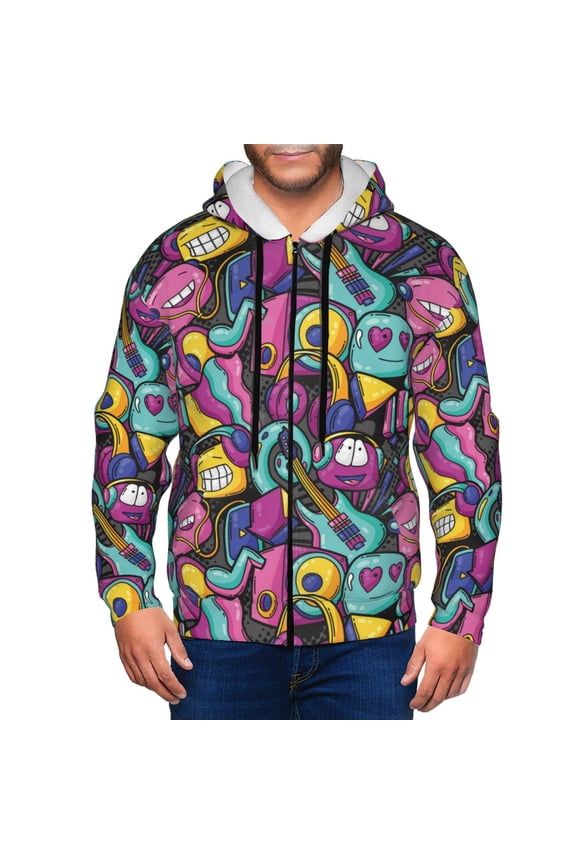 Zip Up Hoodies for Men - music robot Long Sleeve Comfrt Men'S Fashion Hoodies & Sweatshirts, Jackets for Men Hoodies Pullover Clothing Clothes with Pouch