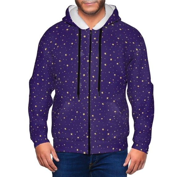 Zip Up Hoodies for Men - night sky golden stars navyblue Long Sleeve Comfrt Men'S Fashion Hoodies & Sweatshirts, Jackets for Men Hoodies Pullover Clothing Clothes with Pouch