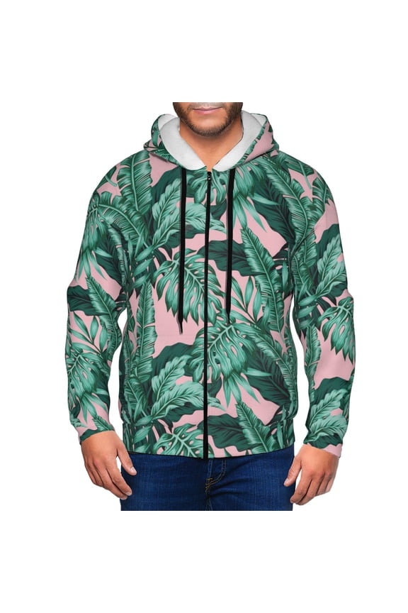 Zip Up Hoodies for Men - palm leaves_J Long Sleeve Comfrt Men'S Fashion Hoodies & Sweatshirts, Jackets for Men Hoodies Pullover Clothing Clothes with Pouch