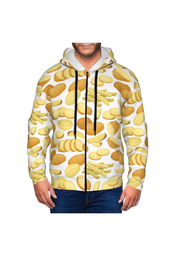 Zip Up Hoodies for Men - potato chips fries Long Sleeve Comfrt Men'S Fashion Hoodies & Sweatshirts, Jackets for Men Hoodies Pullover Clothing Clothes with Pouch