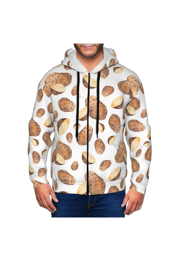 Zip Up Hoodies for Men - potato pattern Long Sleeve Comfrt Men'S Fashion Hoodies & Sweatshirts, Jackets for Men Hoodies Pullover Clothing Clothes with Pouch