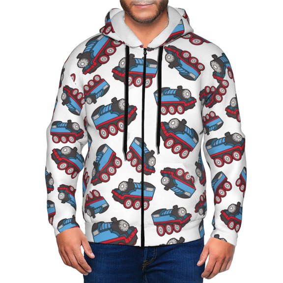 Zip Up Hoodies for Men - red Train Pattern blue Long Sleeve Comfrt Men'S Fashion Hoodies & Sweatshirts, Jackets for Men Hoodies Pullover Clothing Clothes with Pouch