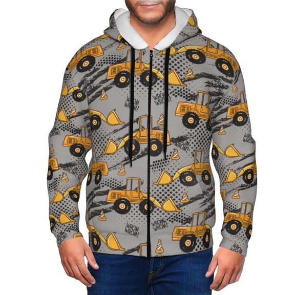 Zip Up Hoodies for Men - retro excavator a Long Sleeve Comfrt Men'S Fashion Hoodies & Sweatshirts, Jackets for Men Hoodies Pullover Clothing Clothes with Pouch