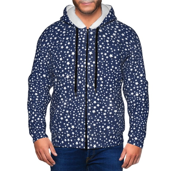 Zip Up Hoodies for Men - shiny stars night sky navyblue Long Sleeve Comfrt Men'S Fashion Hoodies & Sweatshirts, Jackets for Men Hoodies Pullover Clothing Clothes with Pouch