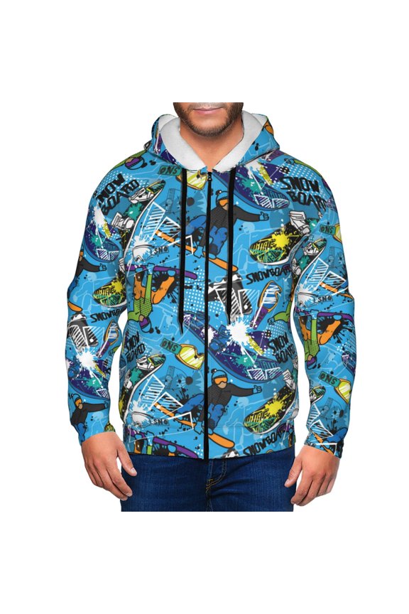 Zip Up Hoodies for Men - snow board blue Long Sleeve Comfrt Men'S Fashion Hoodies & Sweatshirts, Jackets for Men Hoodies Pullover Clothing Clothes with Pouch