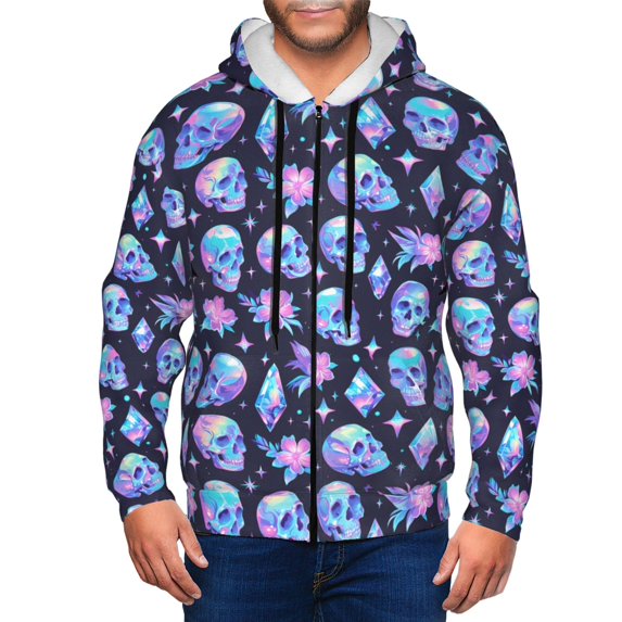 Zip Up Hoodies for Men - star Skull flower crystal Long Sleeve Comfrt Men'S Fashion Hoodies & Sweatshirts, Jackets for Men Hoodies Pullover Clothing Clothes with Pouch