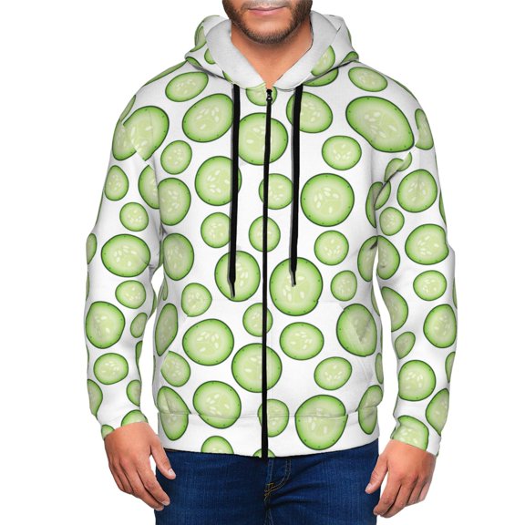 Zip Up Hoodies for Men - white Cucumber slices Long Sleeve Comfrt Men'S Fashion Hoodies & Sweatshirts, Jackets for Men Hoodies Pullover Clothing Clothes with Pouch
