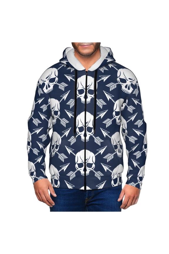 Zip Up Hoodies for Men - white arrow Skull Long Sleeve Comfrt Men'S Fashion Hoodies & Sweatshirts, Jackets for Men Hoodies Pullover Clothing Clothes with Pouch